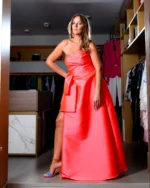 vestito lungo con spacco e bustier