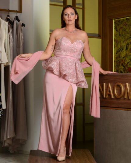 Vestito lungo con spacco Gold bustier gioiello 2