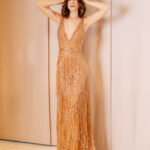 Golden Gatsby - Abito lungo con frange